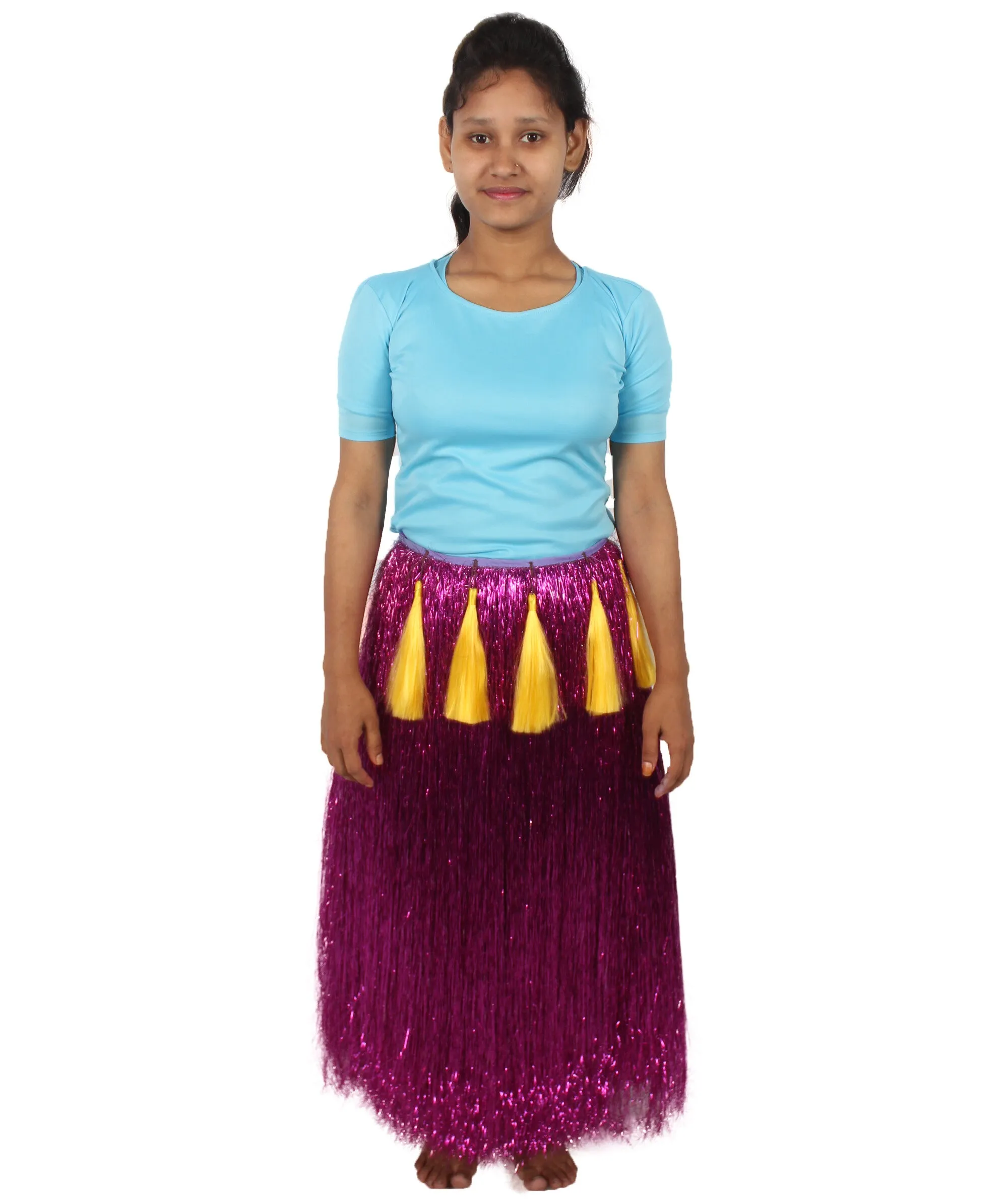 HPO Adult Unisex Hawaiian Tinsel Hula Grass Skirt Costume for Luau | Multiple Size & Color Options | Tinsel Materials