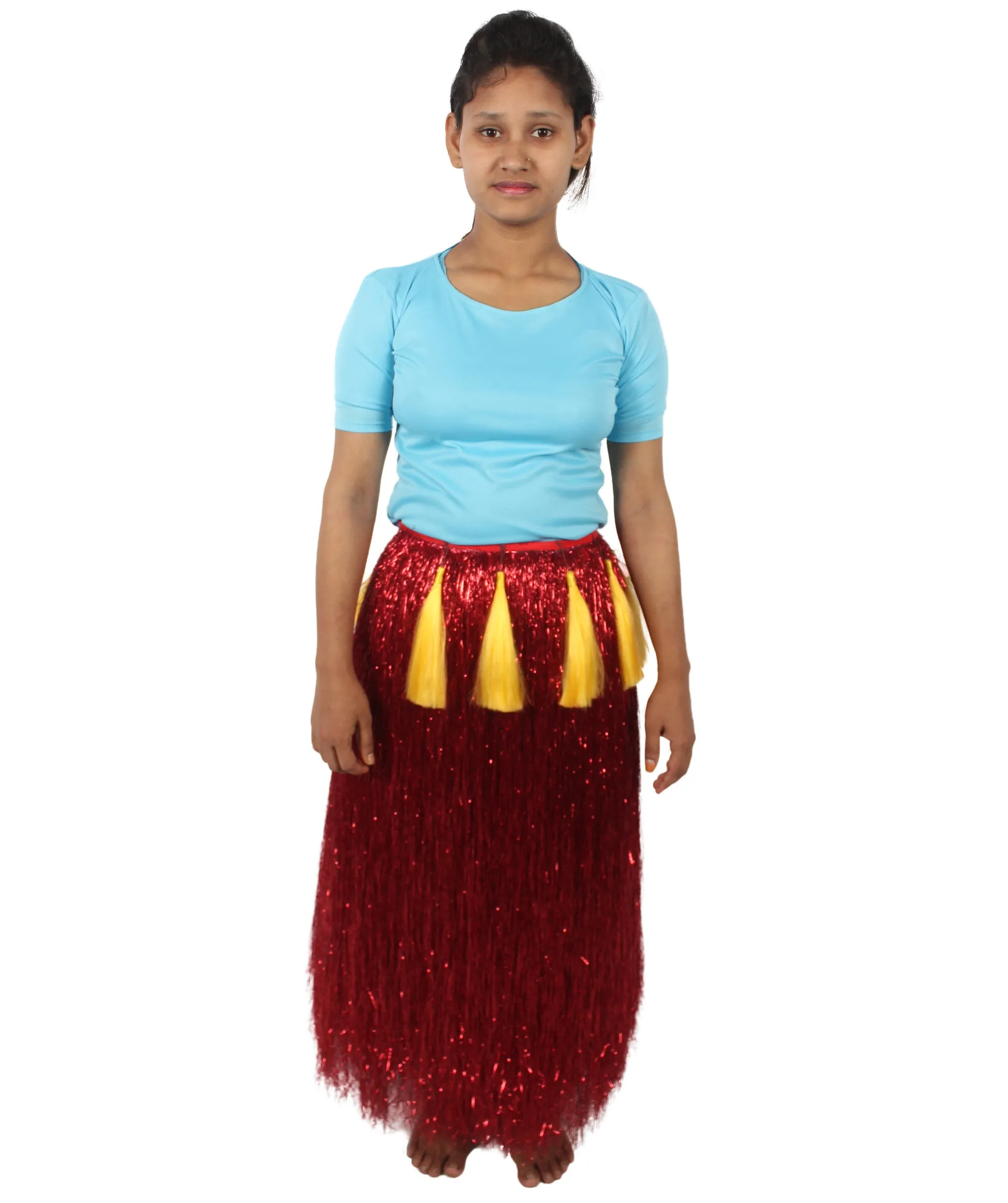 HPO Adult Unisex Hawaiian Tinsel Hula Grass Skirt Costume for Luau | Multiple Size & Color Options | Tinsel Materials