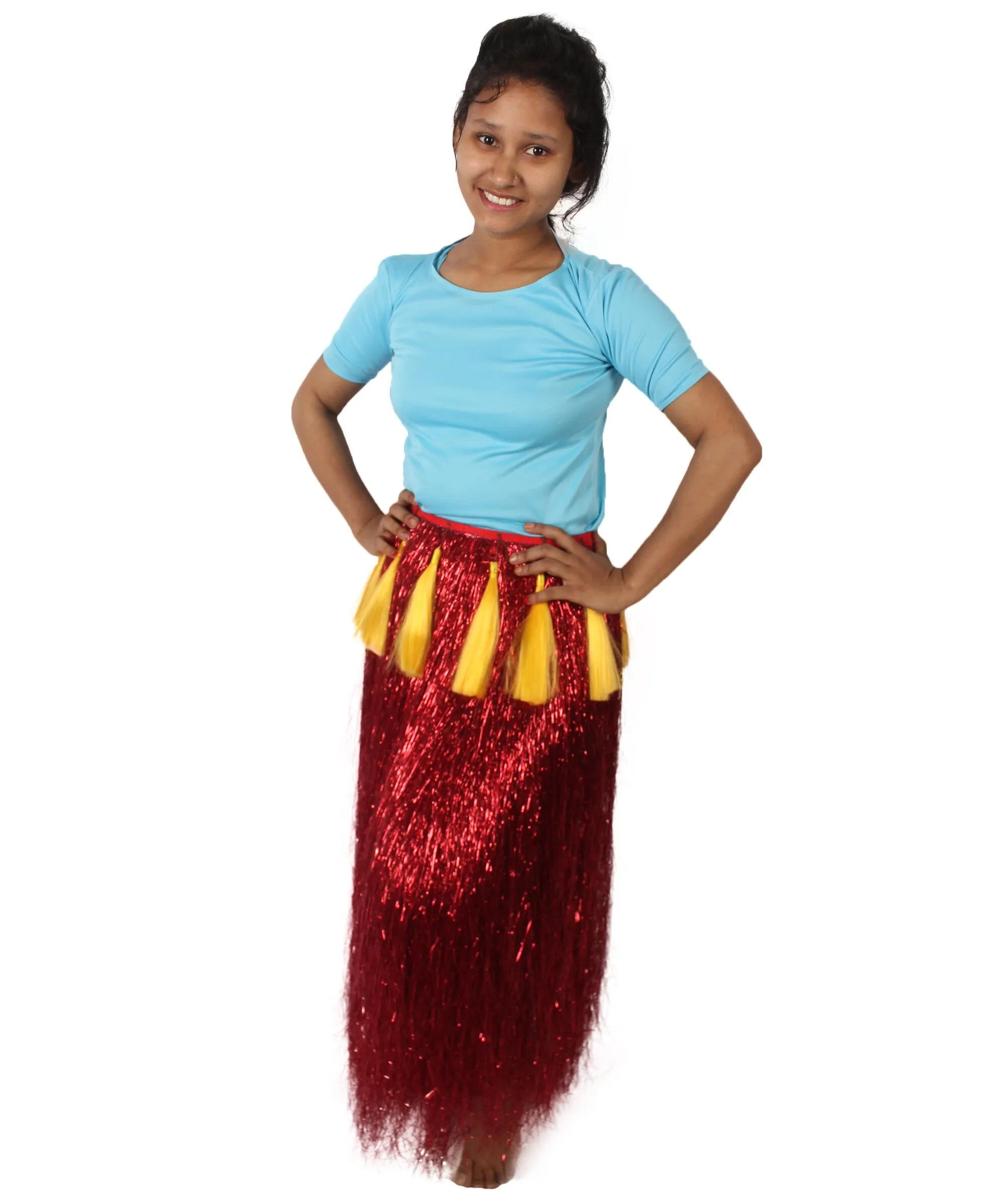 HPO Adult Unisex Hawaiian Tinsel Hula Grass Skirt Costume for Luau | Multiple Size & Color Options | Tinsel Materials