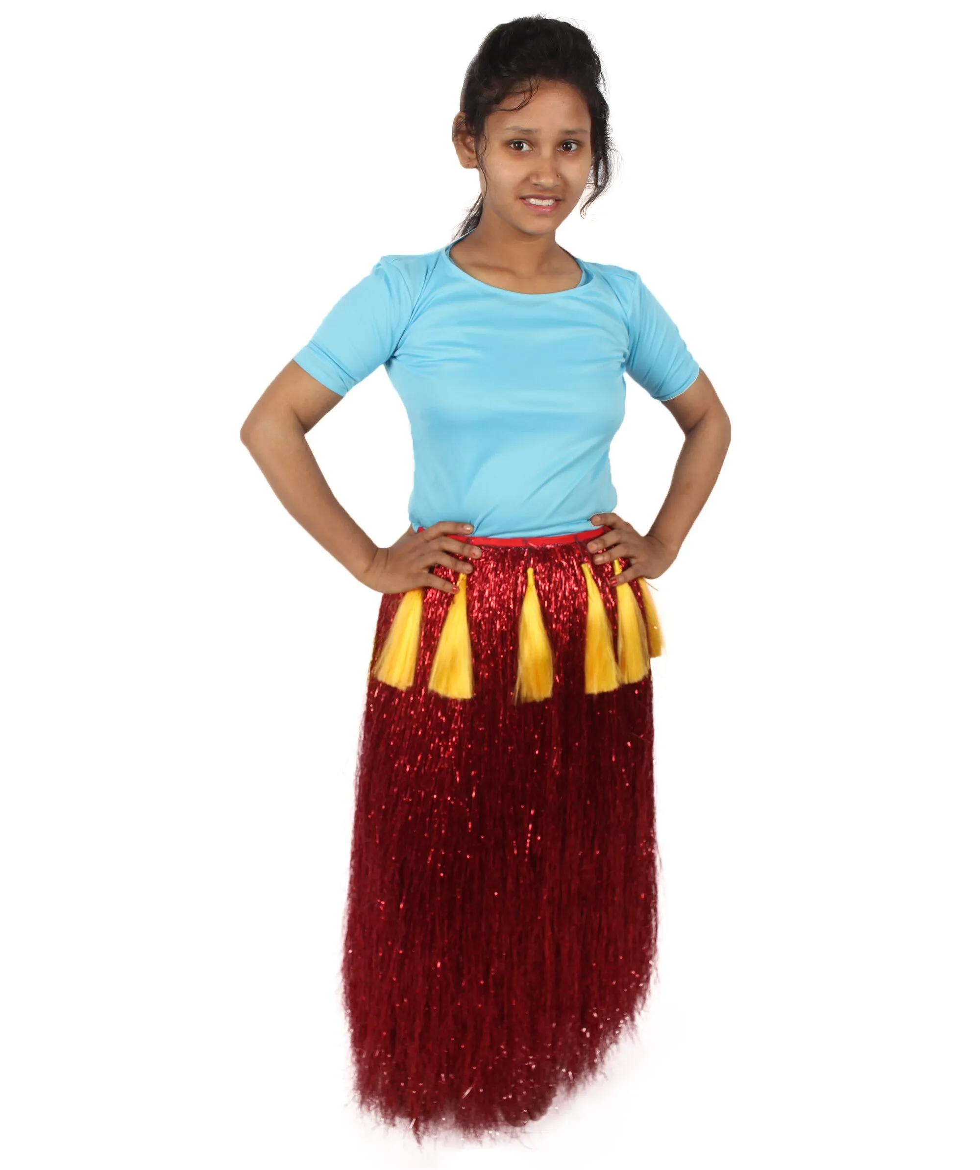 HPO Adult Unisex Hawaiian Tinsel Hula Grass Skirt Costume for Luau | Multiple Size & Color Options | Tinsel Materials