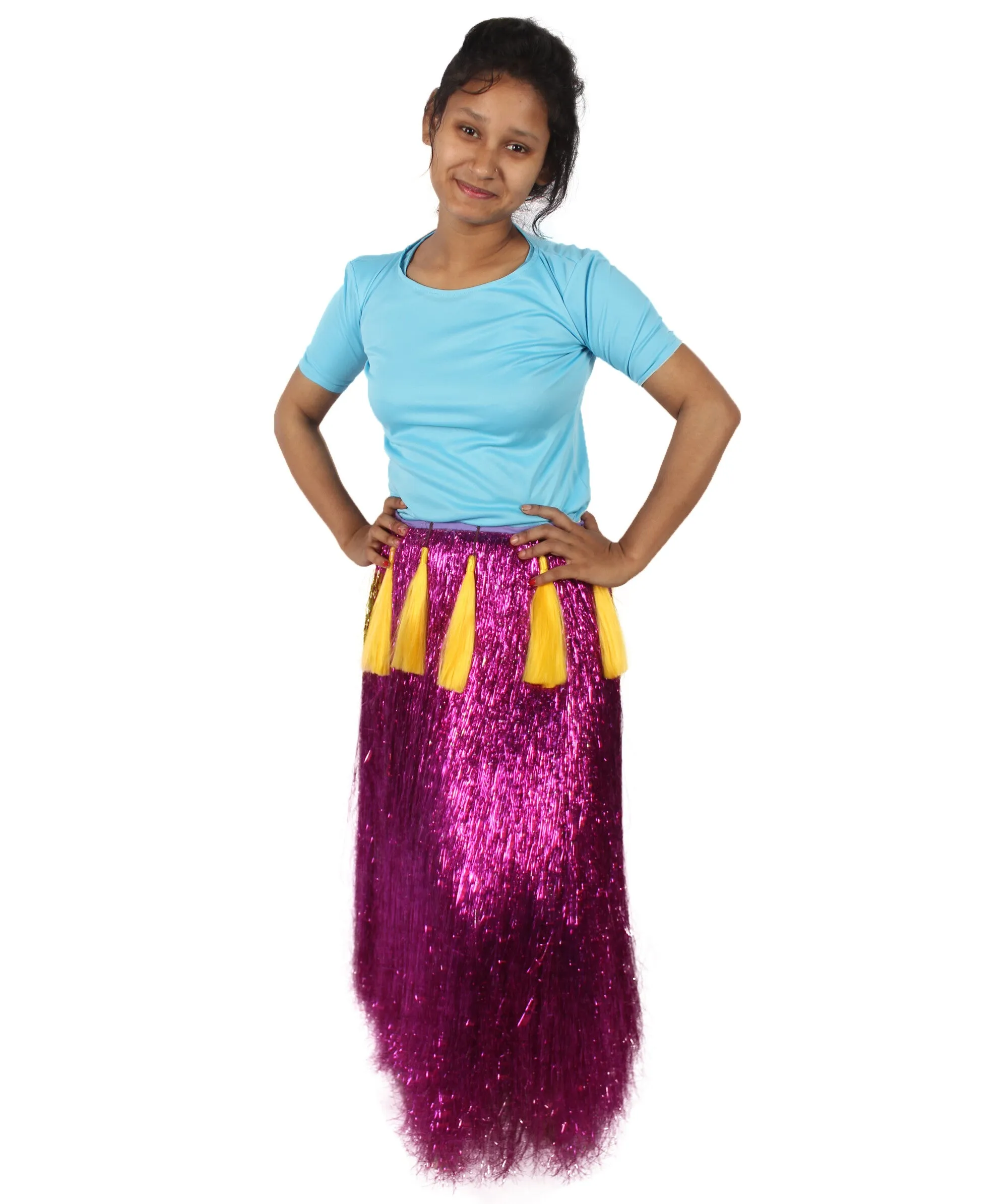 HPO Adult Unisex Hawaiian Tinsel Hula Grass Skirt Costume for Luau | Multiple Size & Color Options | Tinsel Materials