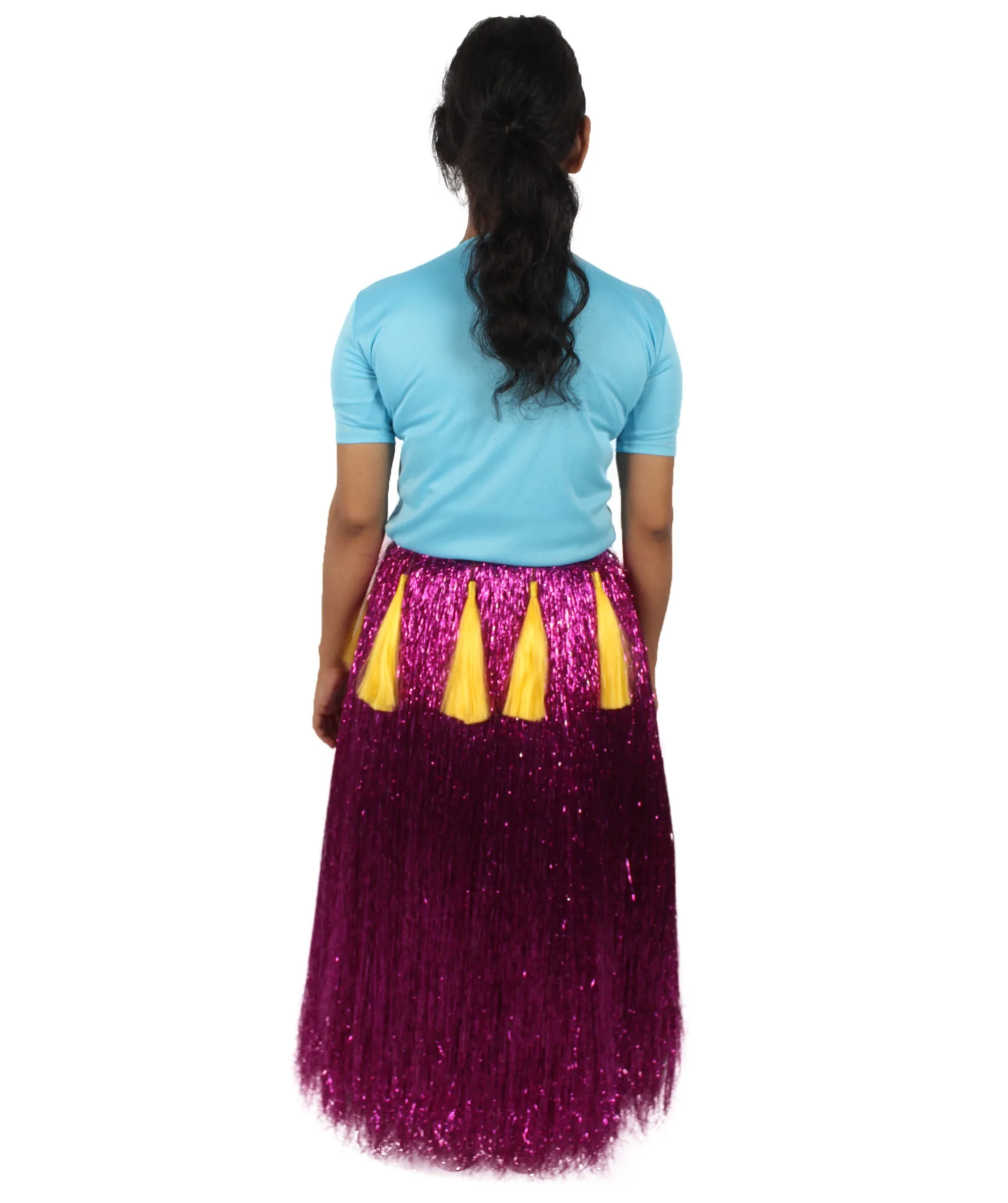 HPO Adult Unisex Hawaiian Tinsel Hula Grass Skirt Costume for Luau | Multiple Size & Color Options | Tinsel Materials