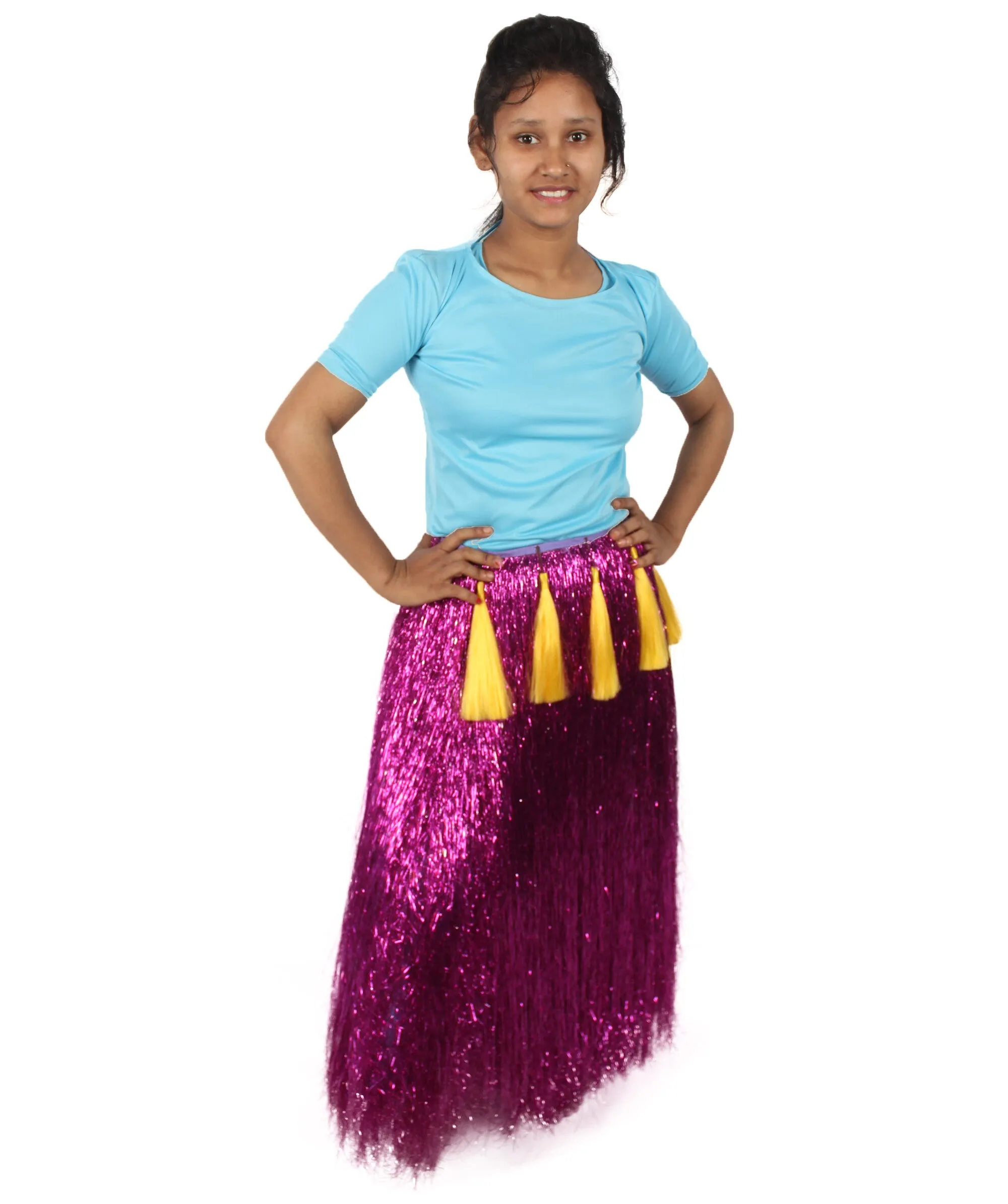 HPO Adult Unisex Hawaiian Tinsel Hula Grass Skirt Costume for Luau | Multiple Size & Color Options | Tinsel Materials