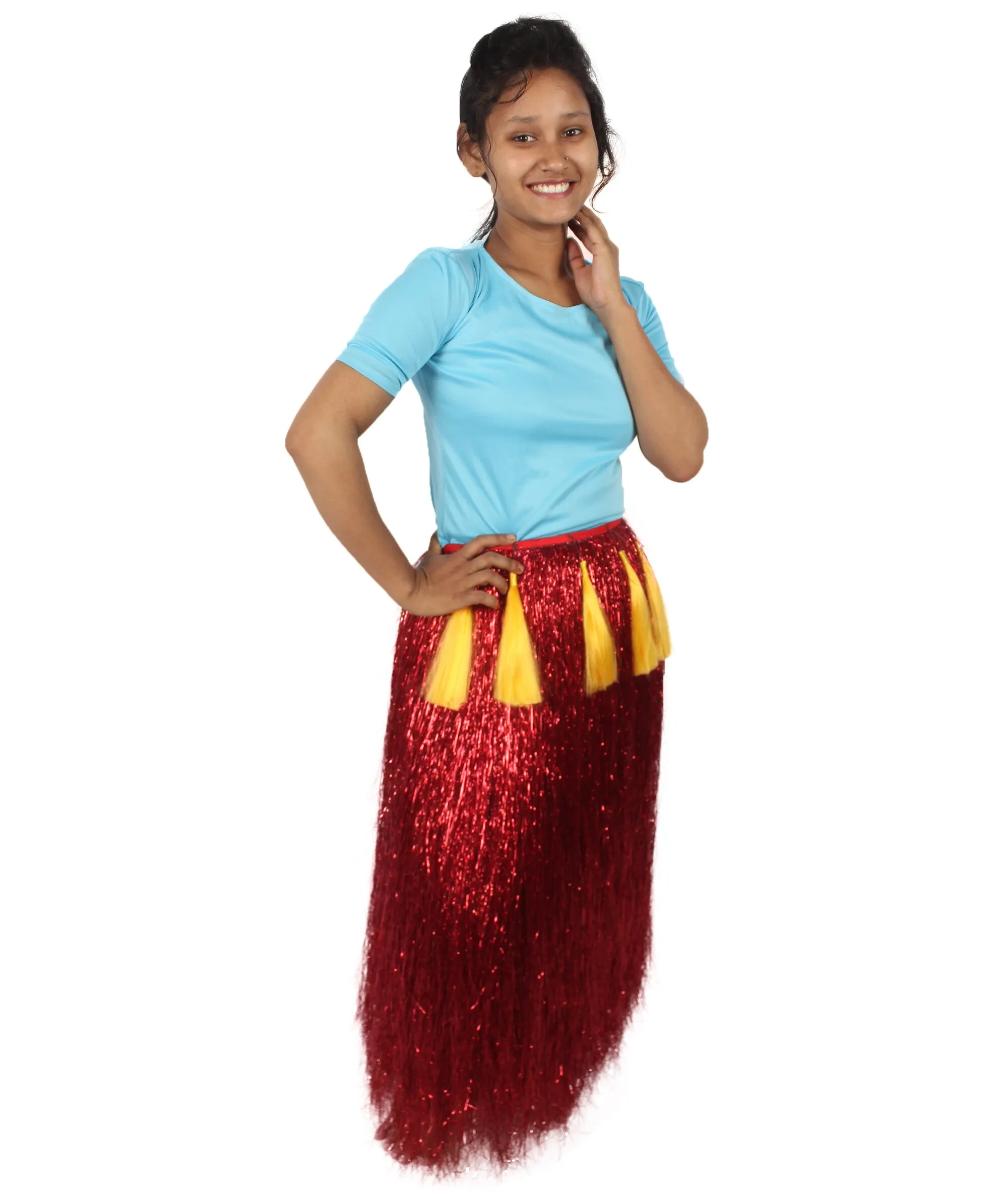 HPO Adult Unisex Hawaiian Tinsel Hula Grass Skirt Costume for Luau | Multiple Size & Color Options | Tinsel Materials