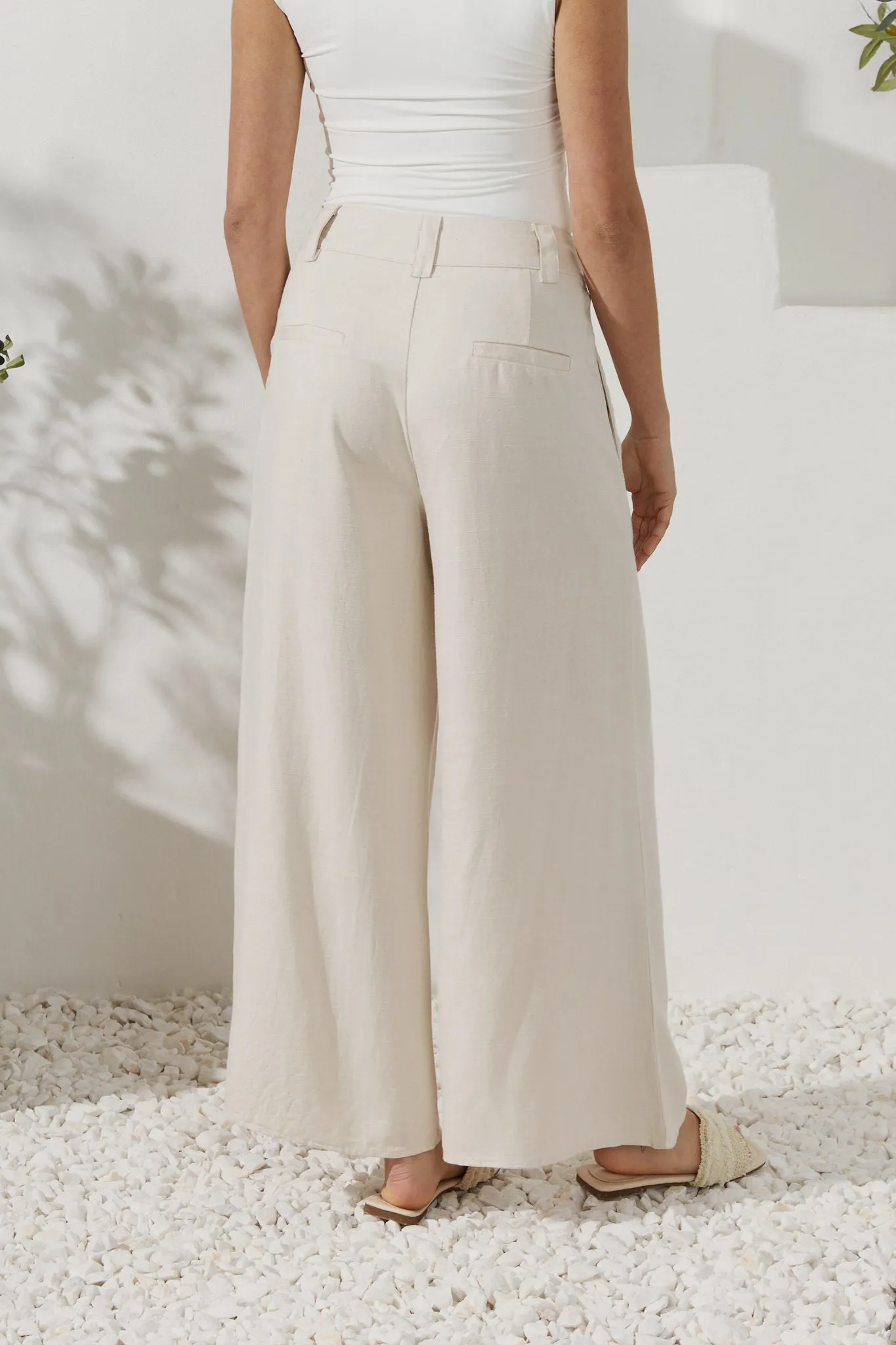 Keira Beige Wide Leg Pants