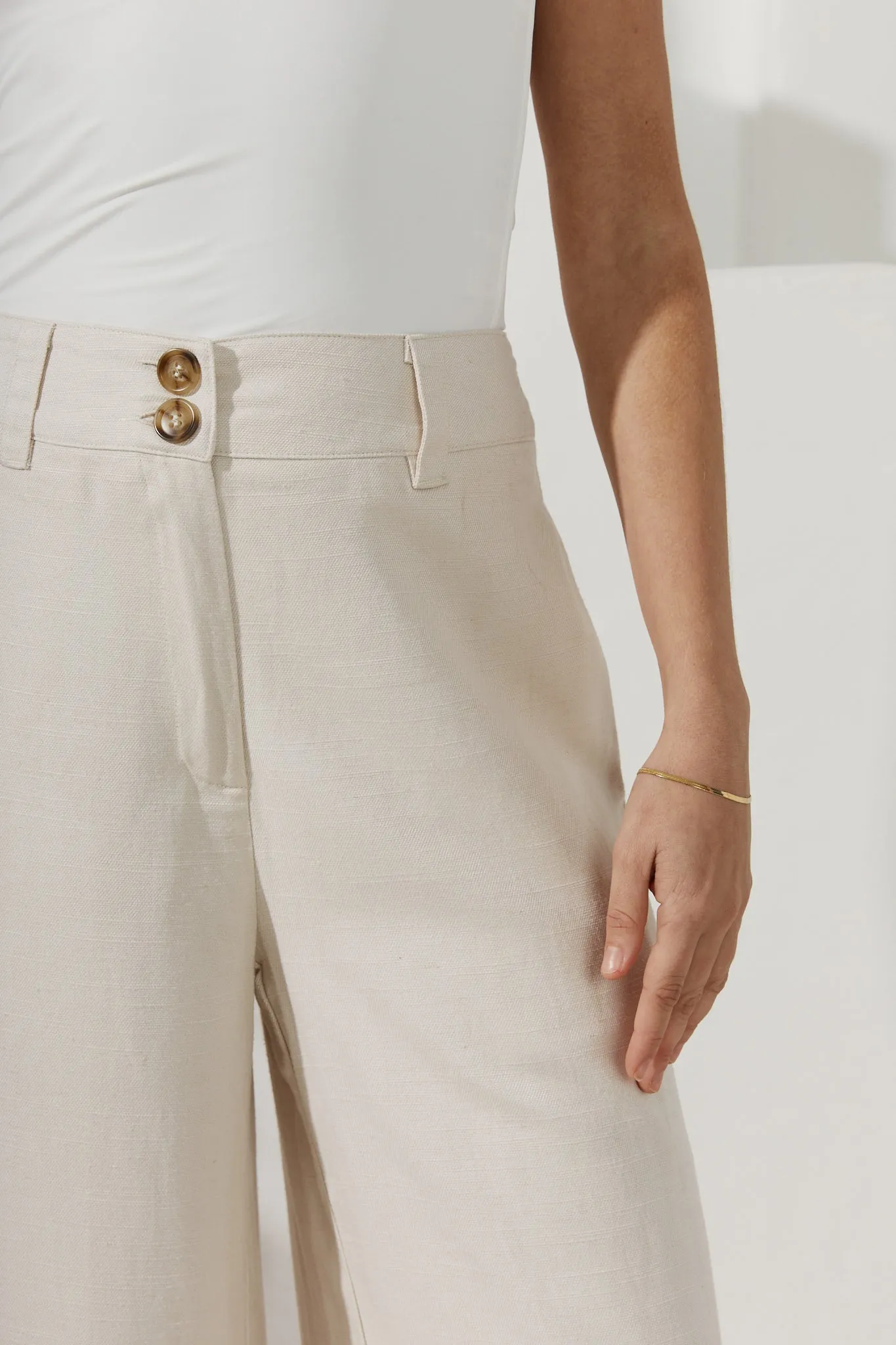 Keira Beige Wide Leg Pants