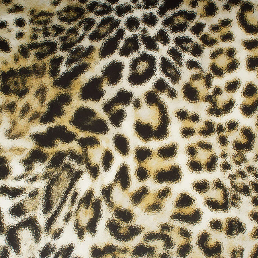 Khaki/Black 'Animal' Printed Silk Satin (A 2.40m Piece)