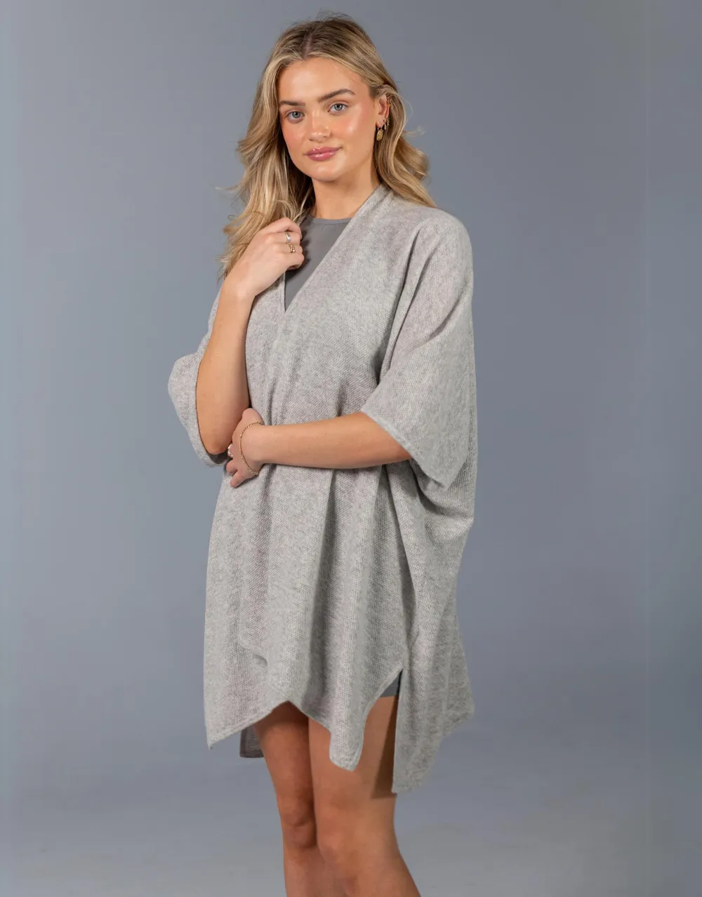 Kimono Poncho in Platinum