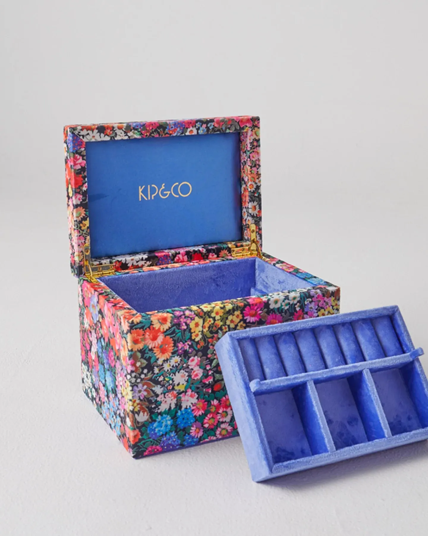 Kip & Co Forever Floral Black Velvet Jewellery Box Large