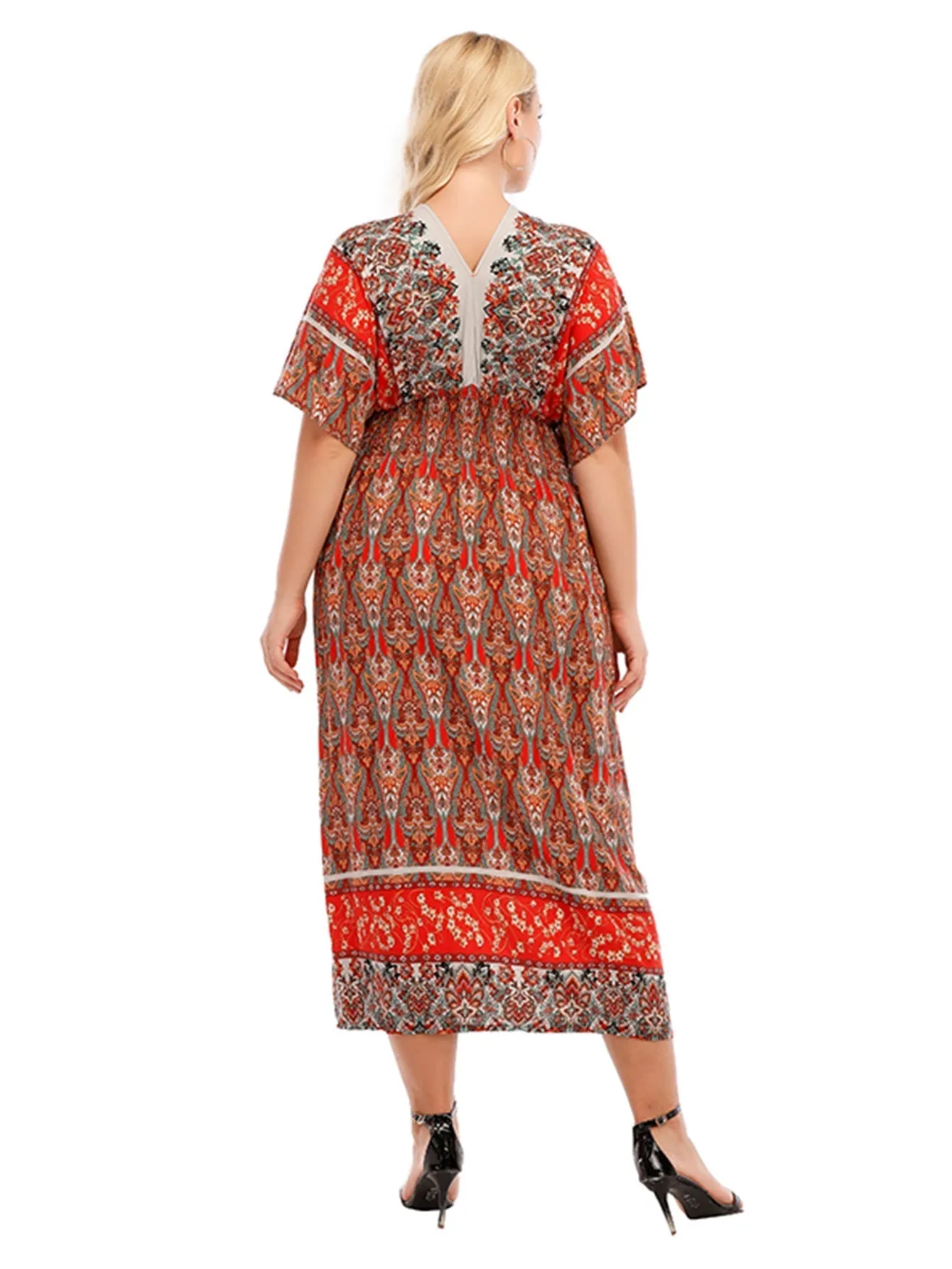 KittenAlarm - Onesize Boho Print Smocked Waist Dress