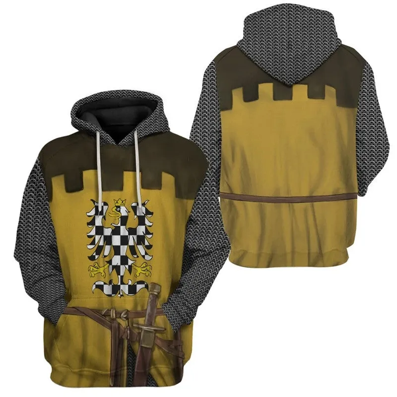 Knights Templar Hoodie Medieval Armor Crusader Cross 3D Hooded Jacket Pullover Sweatshirt