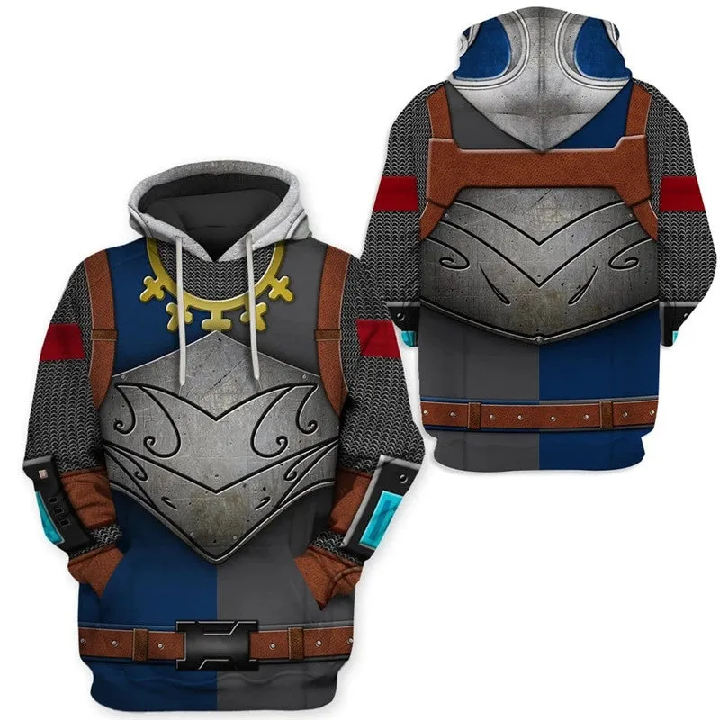 Knights Templar Hoodie Medieval Armor Crusader Cross 3D Hooded Jacket Pullover Sweatshirt