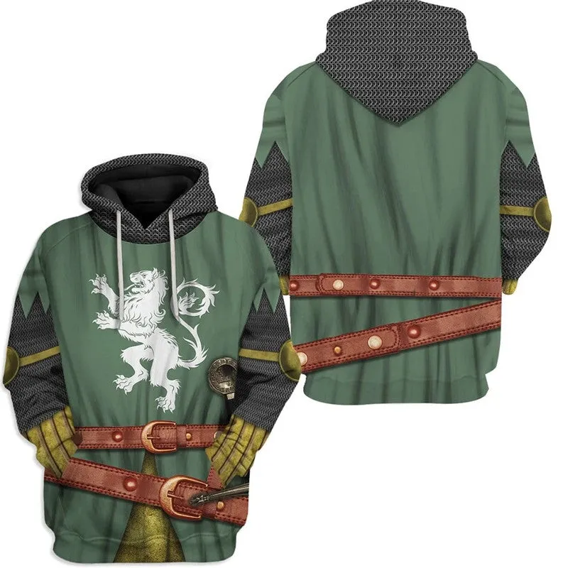 Knights Templar Hoodie Medieval Armor Crusader Cross 3D Hooded Jacket Pullover Sweatshirt