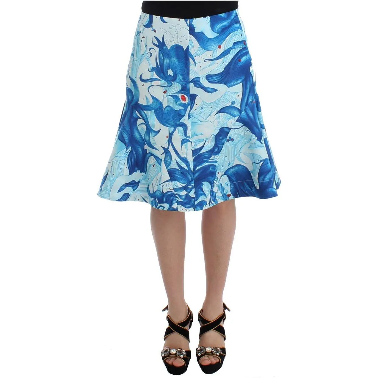 Koonhor Elegant Fresco-Print Knee-Length Skirt