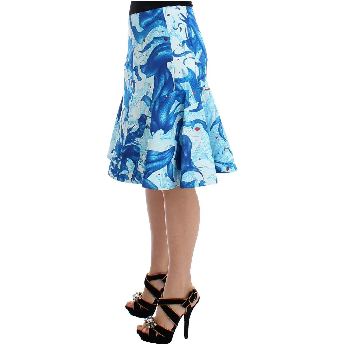 Koonhor Elegant Fresco-Print Knee-Length Skirt