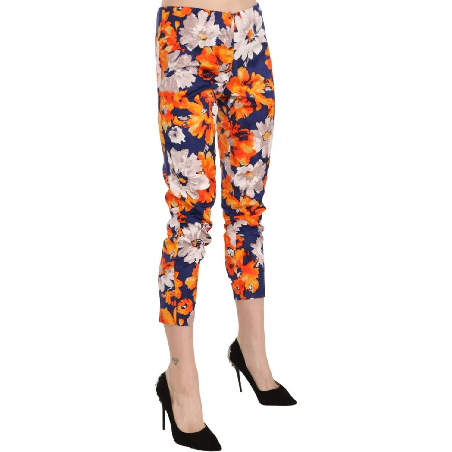 LANACAPRINA Floral Print Skinny Mid-Waist Pants