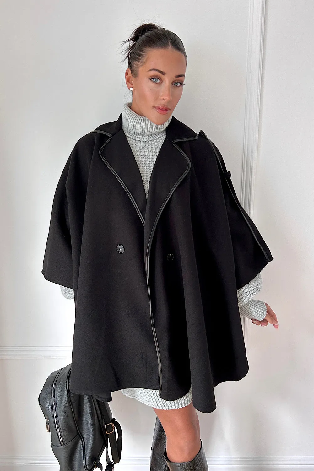 Layla Black Cape Coat