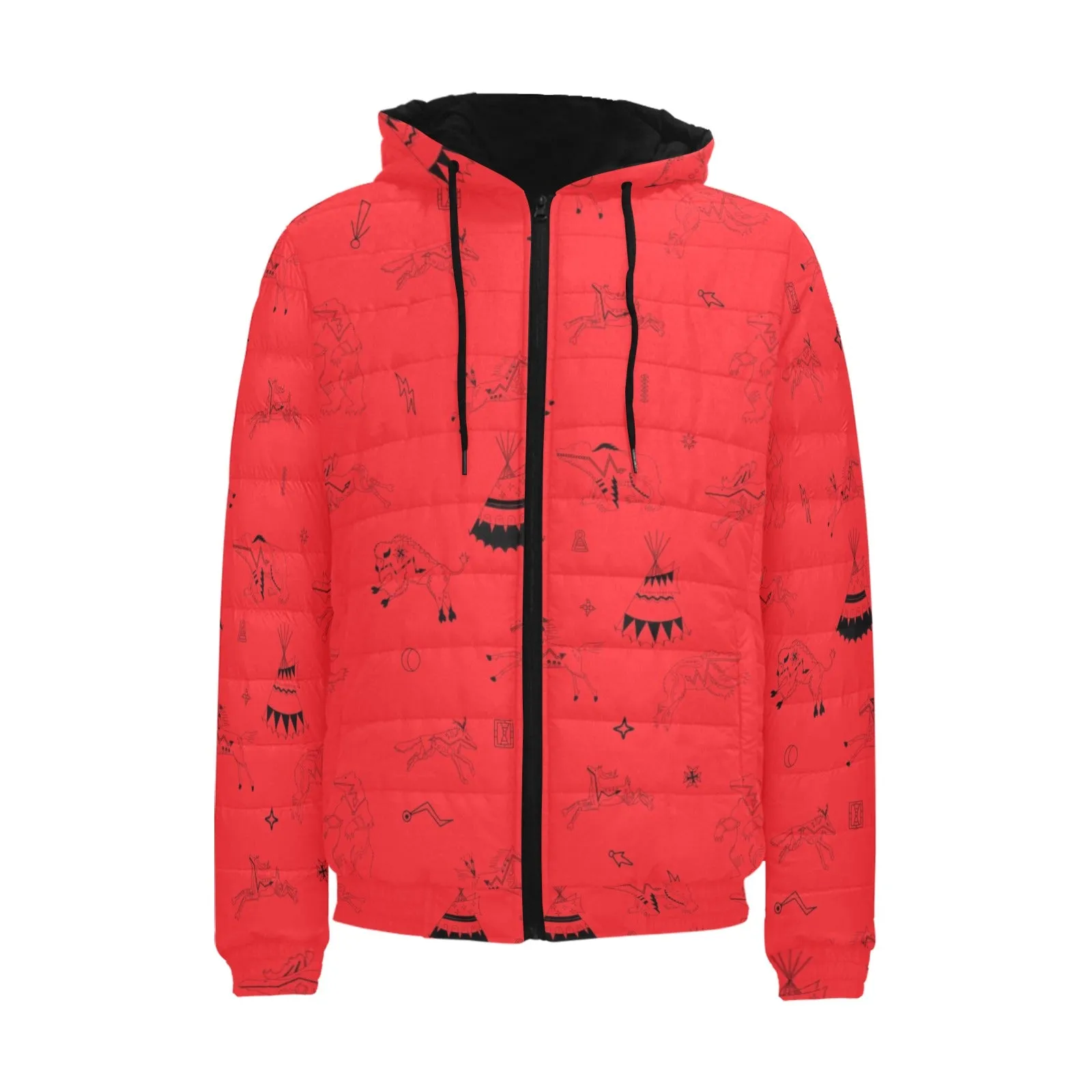 Ledger Dabbles Red Men's Padded Hooded Jacket