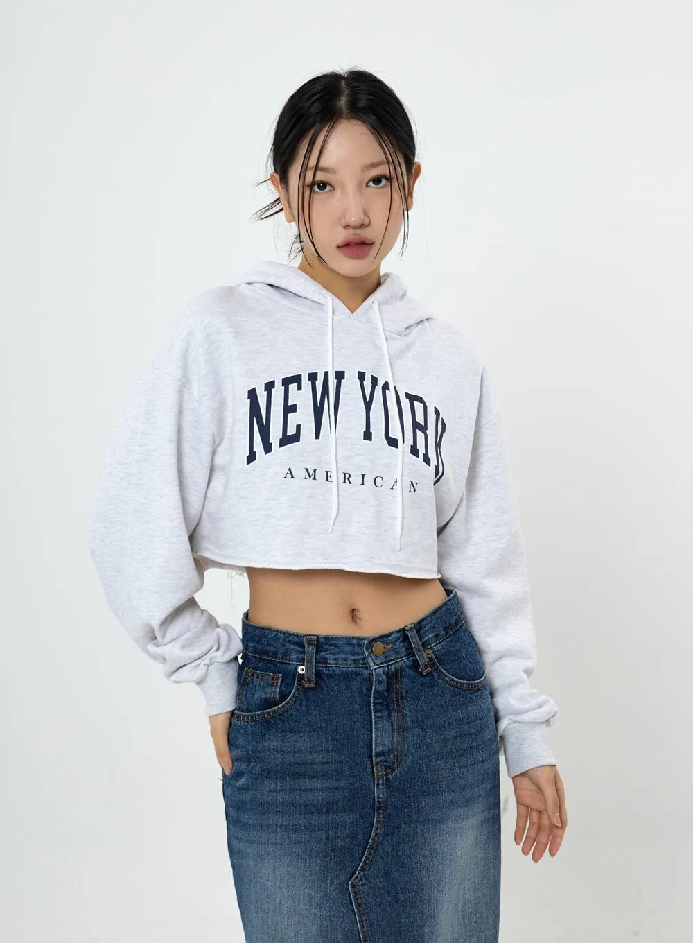 Lettering Crop Hoodie Sweatshirt CS23