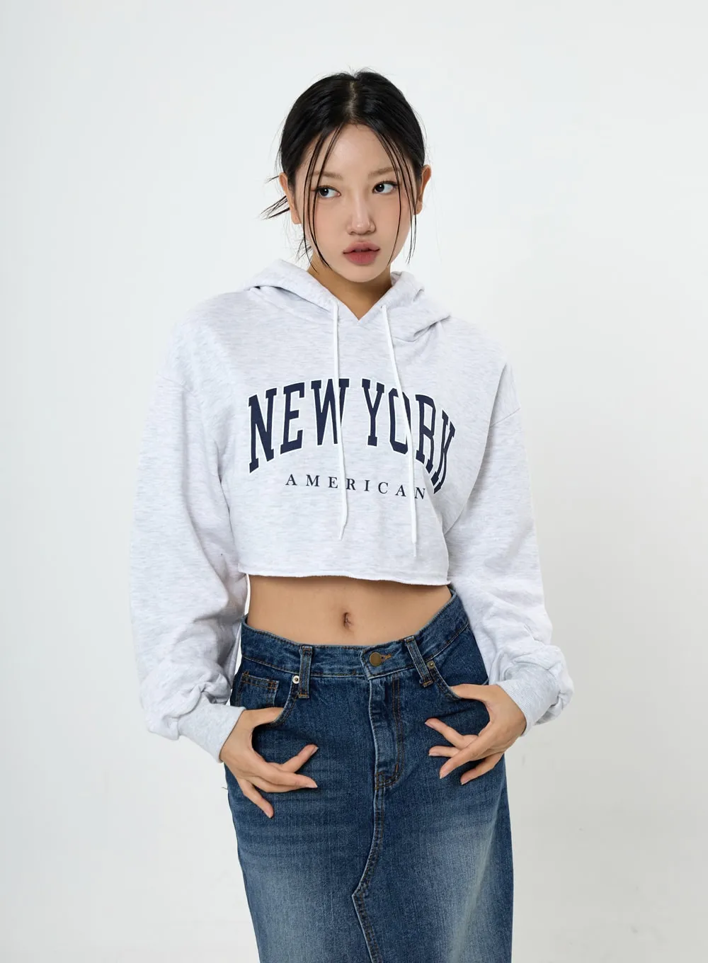 Lettering Crop Hoodie Sweatshirt CS23