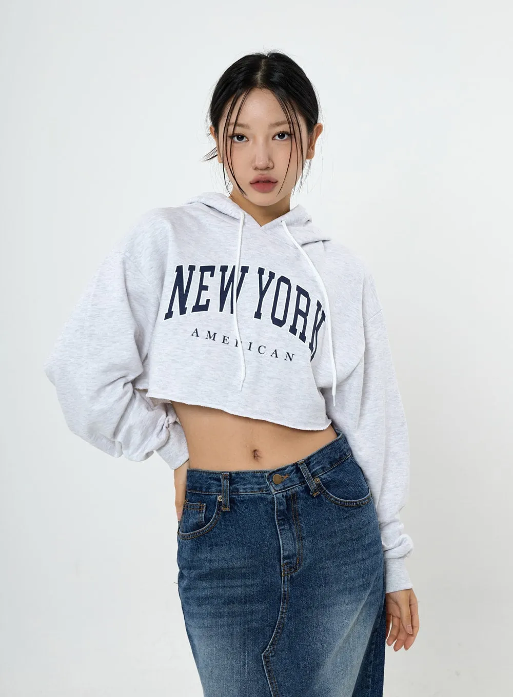 Lettering Crop Hoodie Sweatshirt CS23