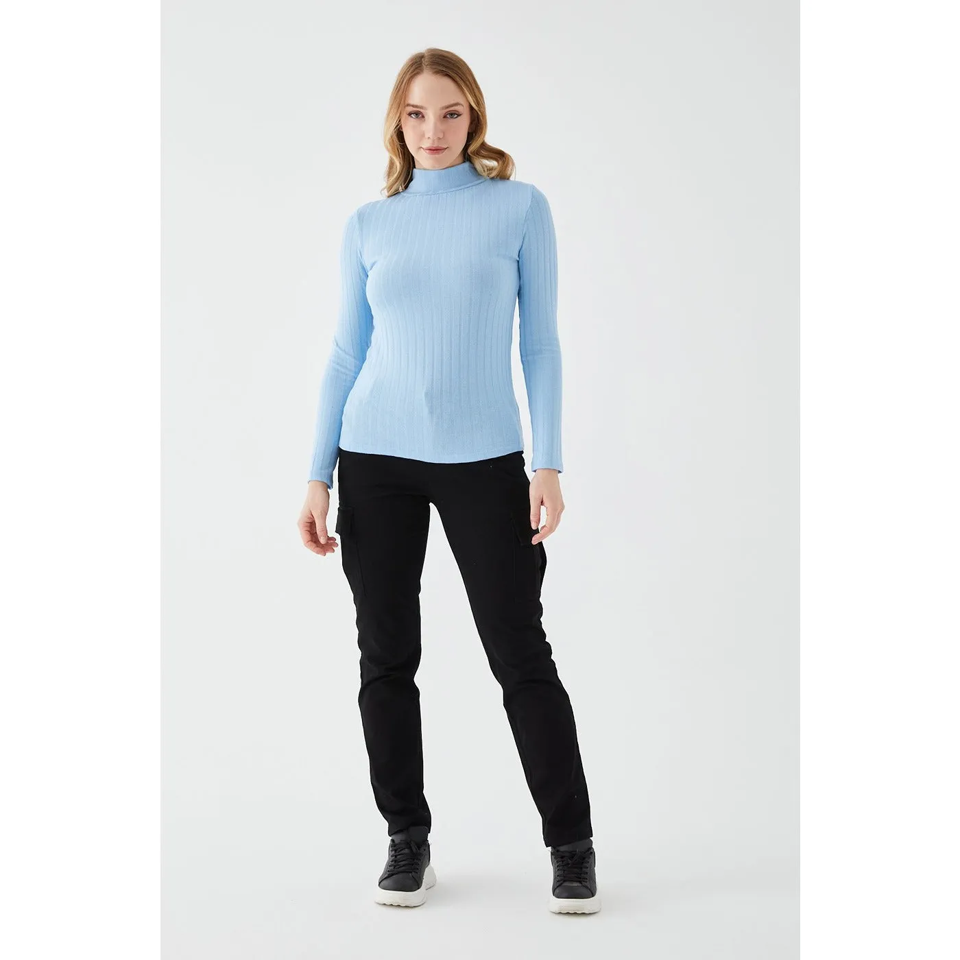 Light Blue Turtleneck Blouse