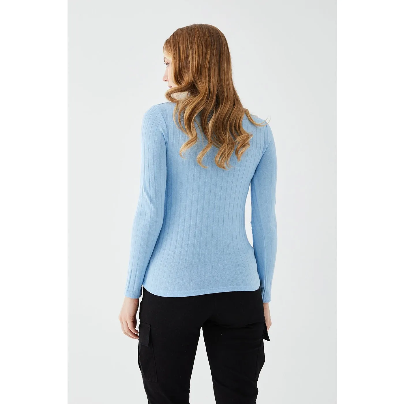 Light Blue Turtleneck Blouse