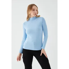 Light Blue Turtleneck Blouse