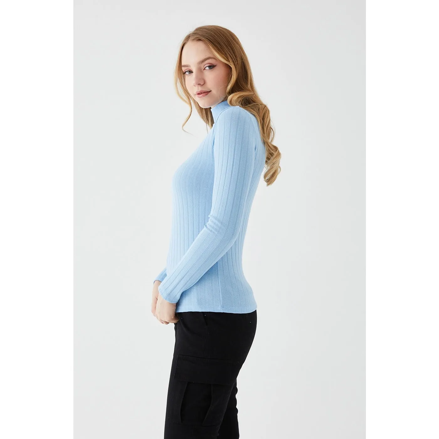 Light Blue Turtleneck Blouse