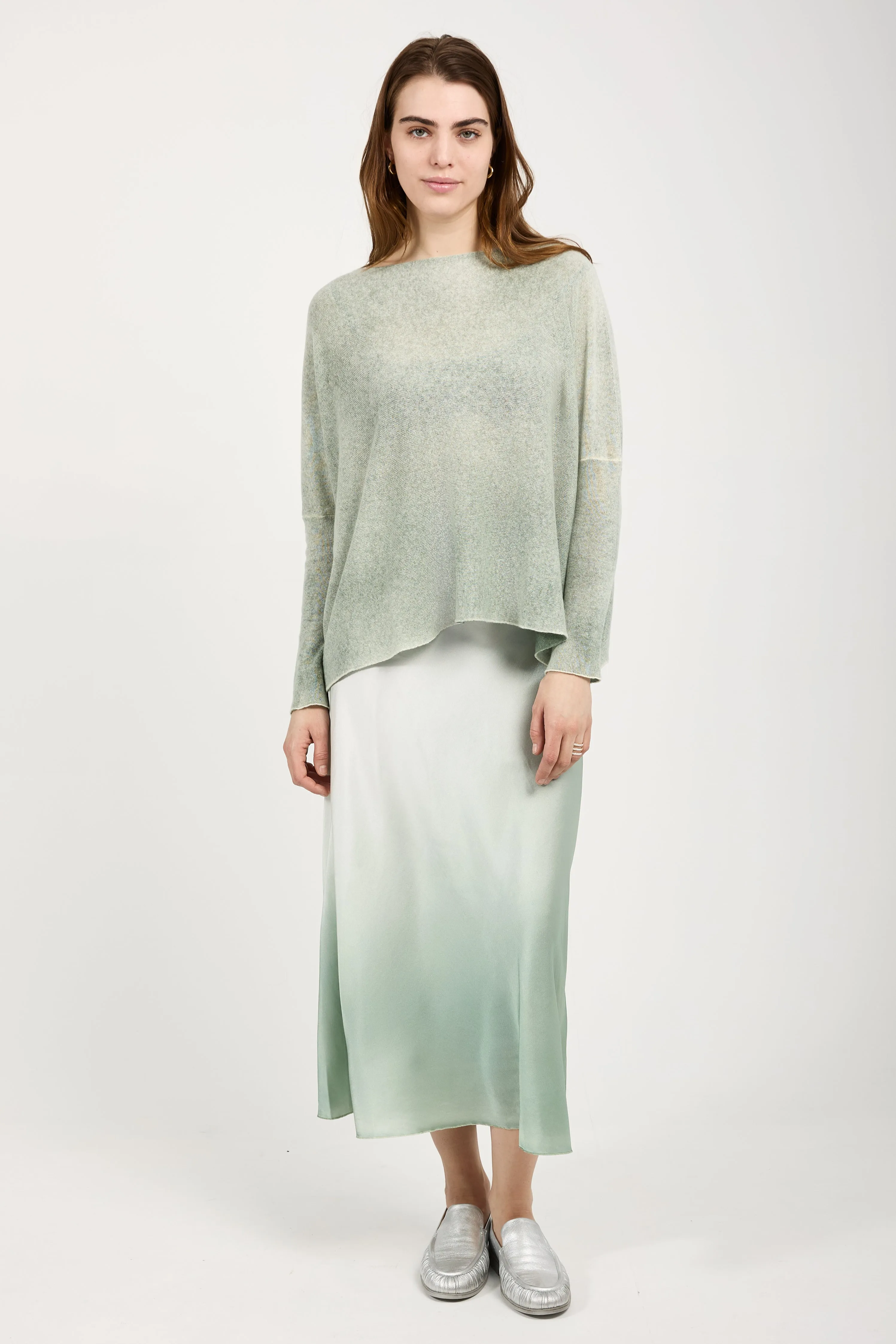 Light Cashmere Poncho in Jade