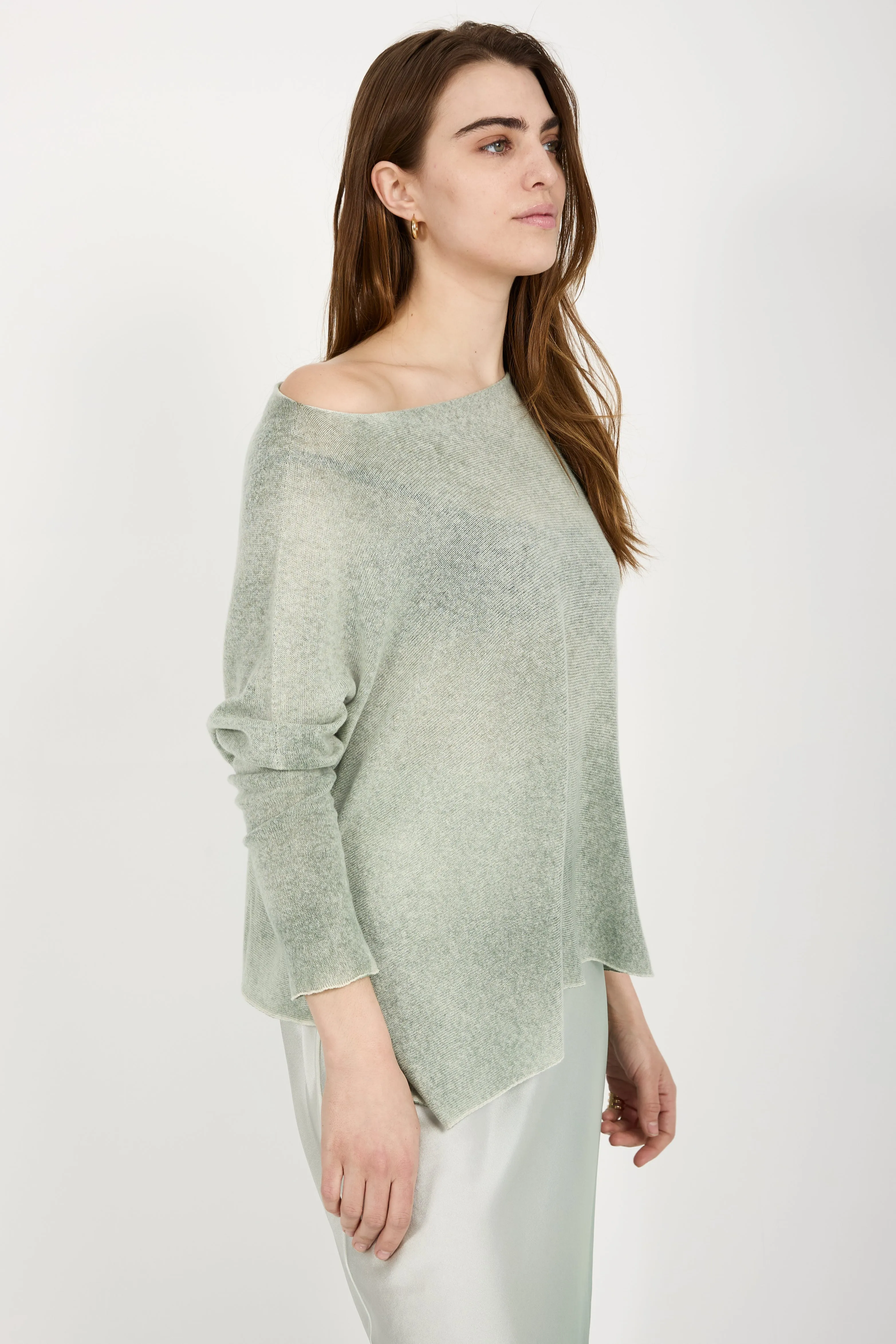 Light Cashmere Poncho in Jade