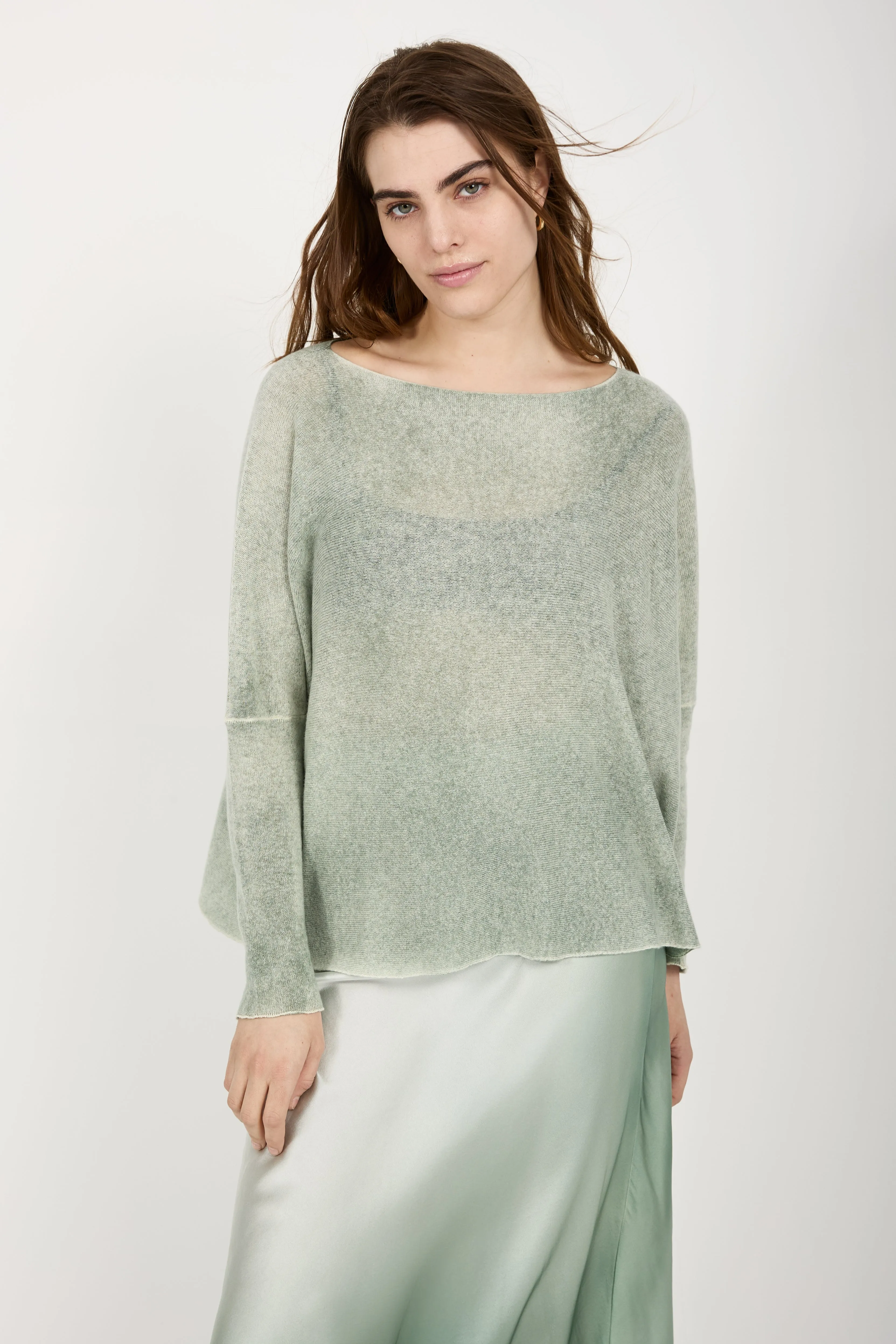 Light Cashmere Poncho in Jade