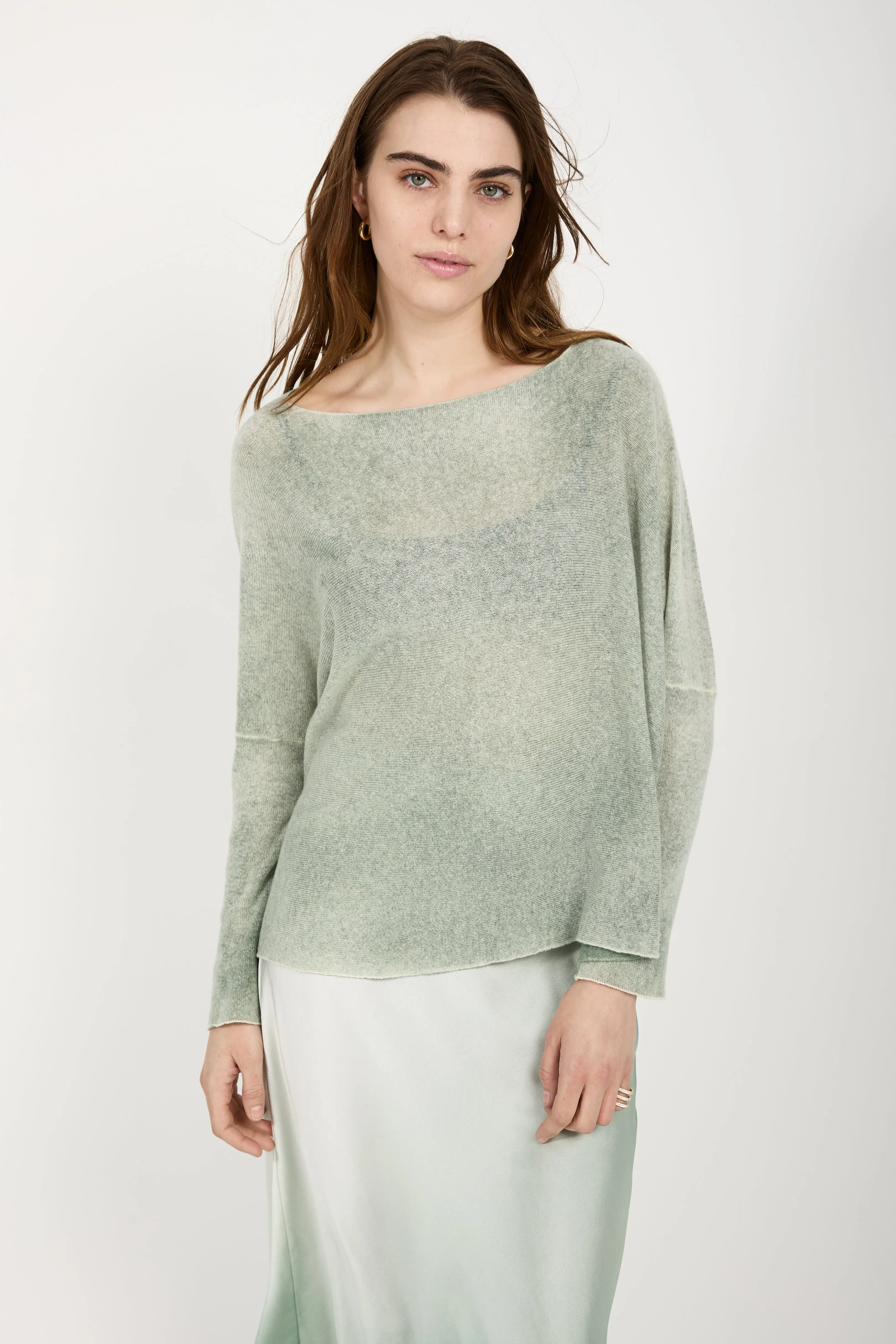 Light Cashmere Poncho in Jade