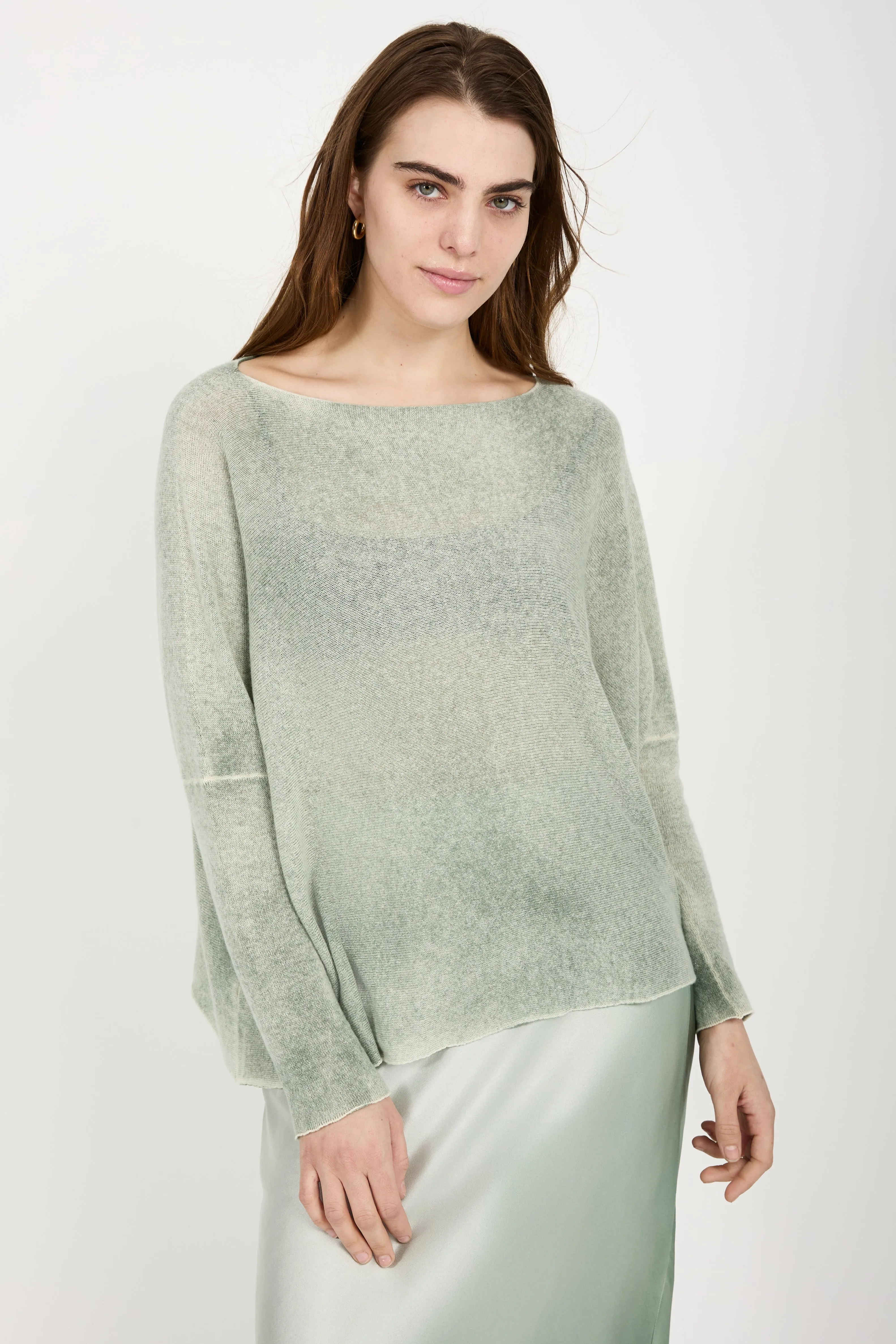 Light Cashmere Poncho in Jade