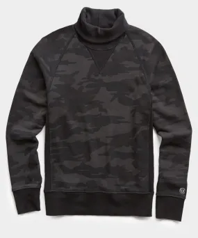 Lightweight Camo Slim Fit Turtleneck in Black