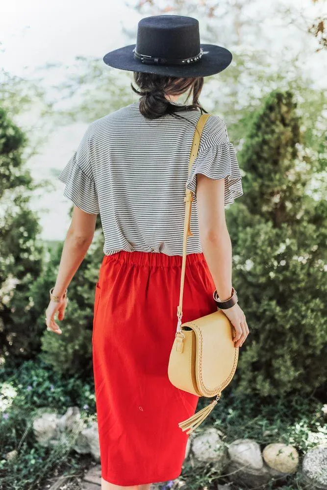 Little Lady Red Midi Skirt