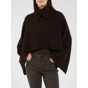 LIVREA Cashmere Wool Cape/Poncho Dark Brown