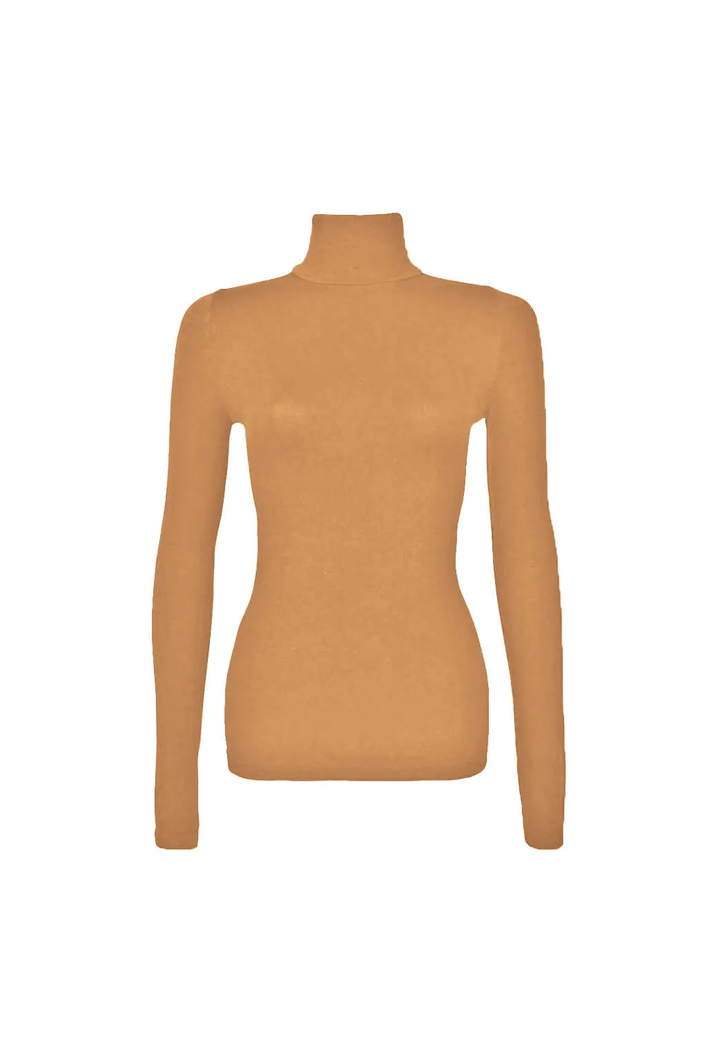 Long Sleeve Mock Turtleneck - Caramel