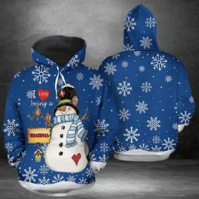 Love Being A Grandma Christmas Snowman All Over Print 3D Hoodie For Men And Women, Christmas Gift, Warm Winter Clothes, Best Outfit Christmas