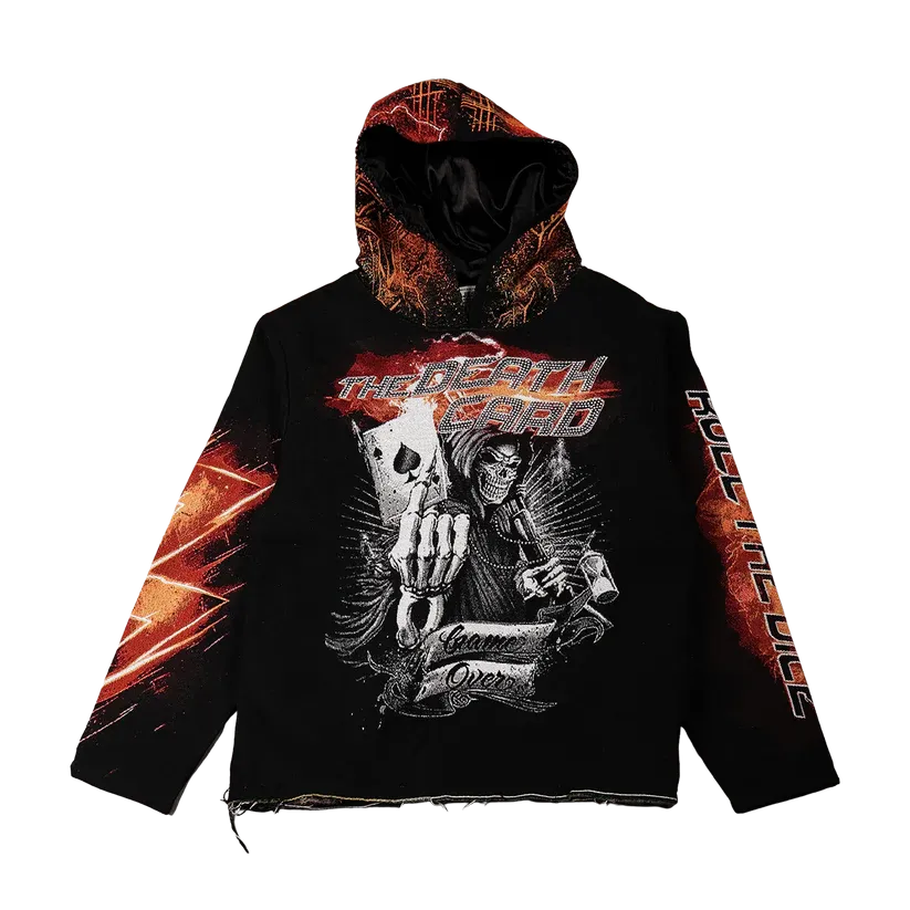 MAJESTIC Death Card Tapestry Rhinestone Graphic Hoodie