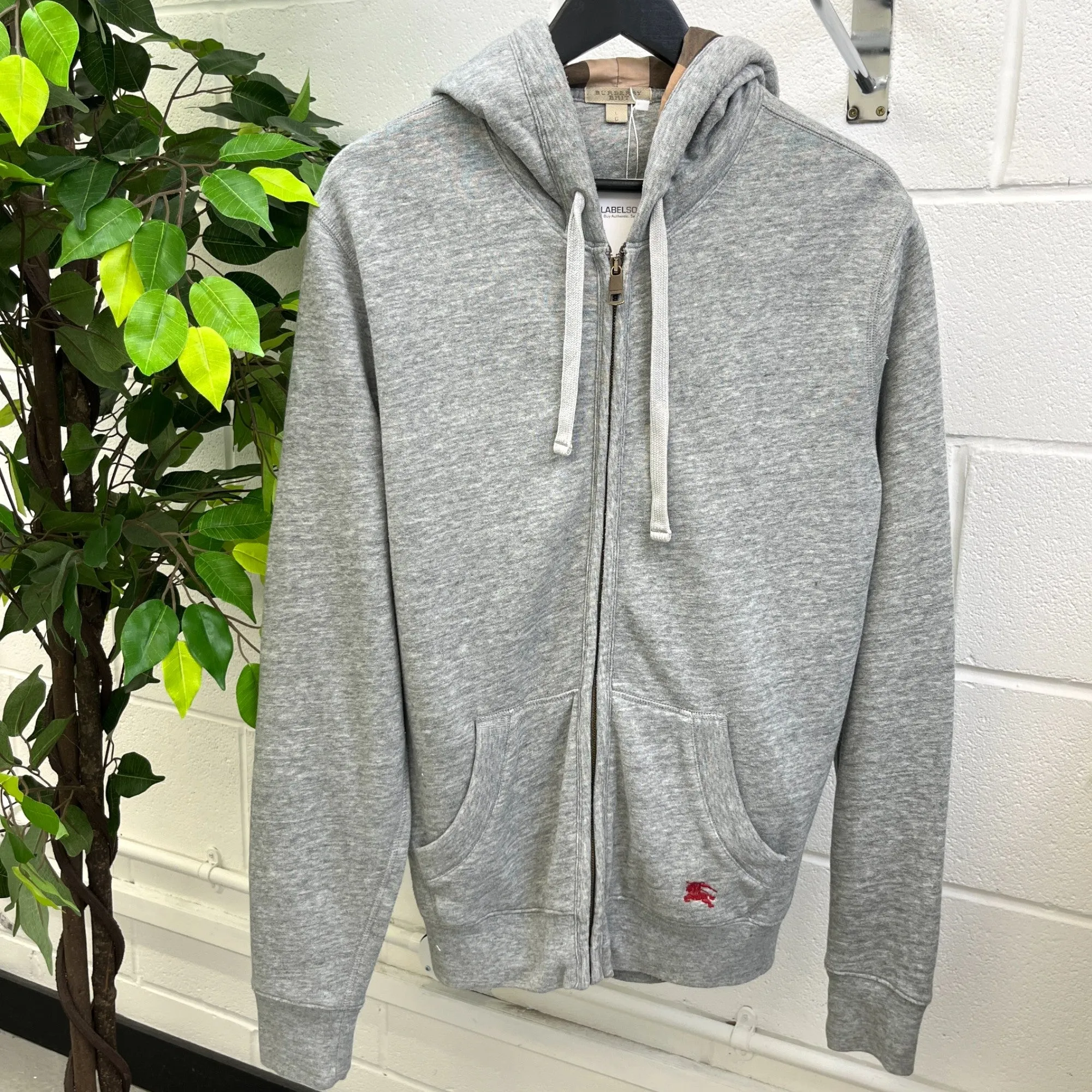 Men's Embroidered Logo Hoodie Grey Size L