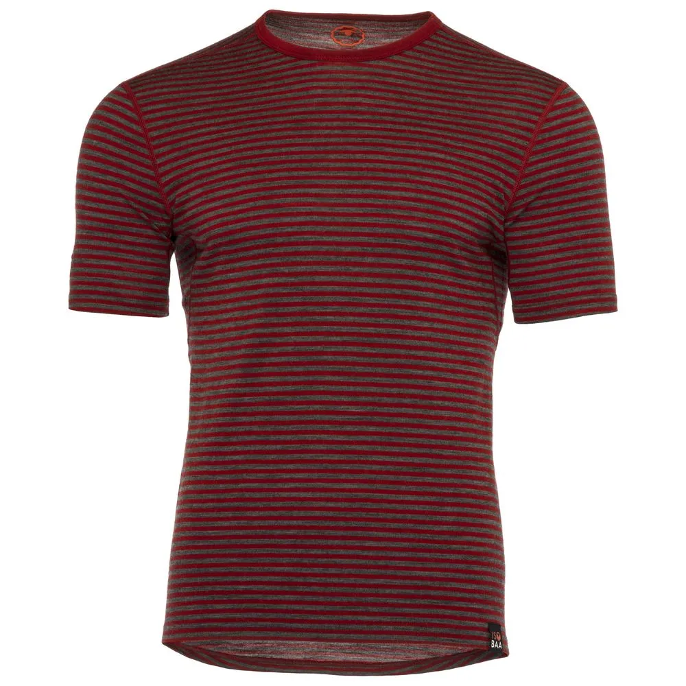 Mens Merino 150 Short Sleeve Crew (Stripe Red/Smoke)