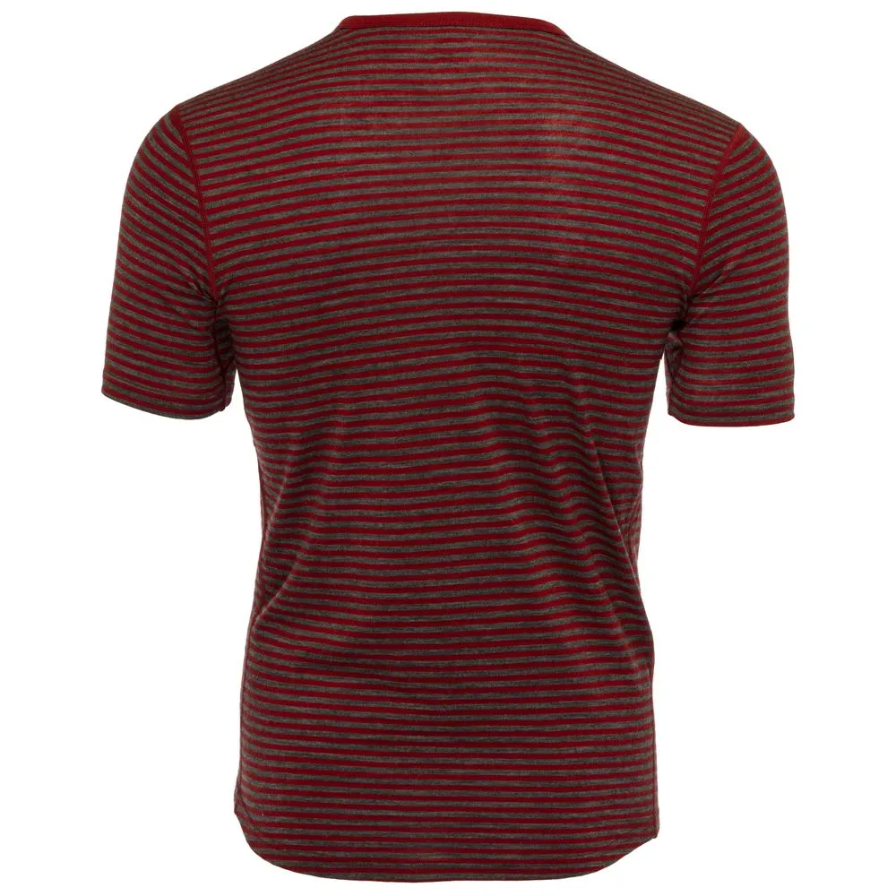 Mens Merino 150 Short Sleeve Crew (Stripe Red/Smoke)