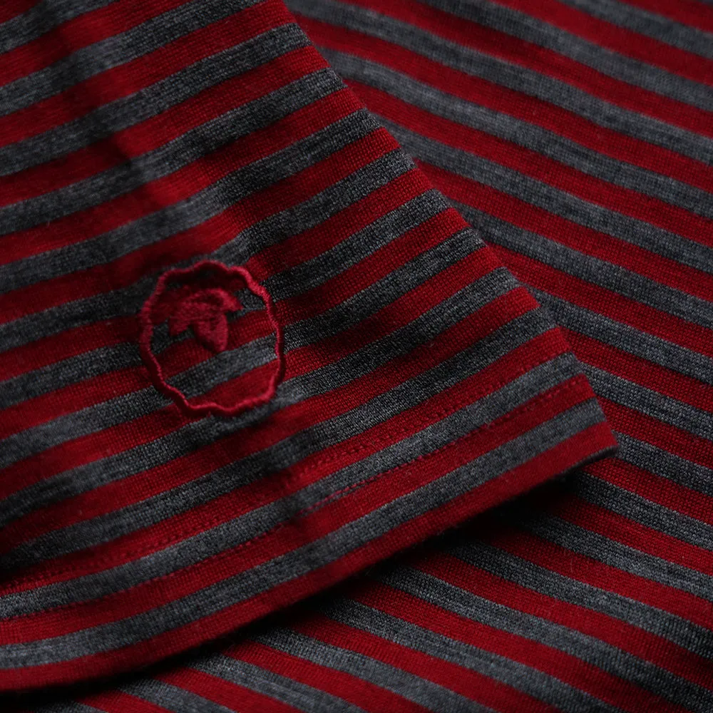 Mens Merino 150 Short Sleeve Crew (Stripe Red/Smoke)