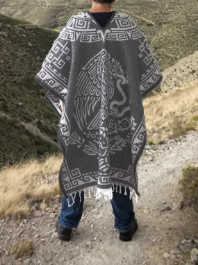 Men's Poncho in Mexican Style - Escudo Nacional - GREY