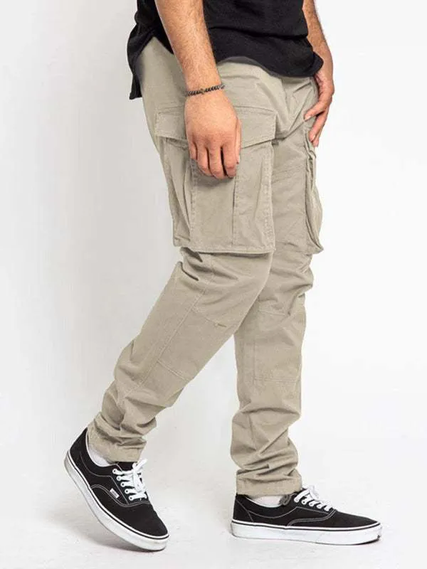 Men's Solid Color Multi-Pocket Casual Cargo Pants