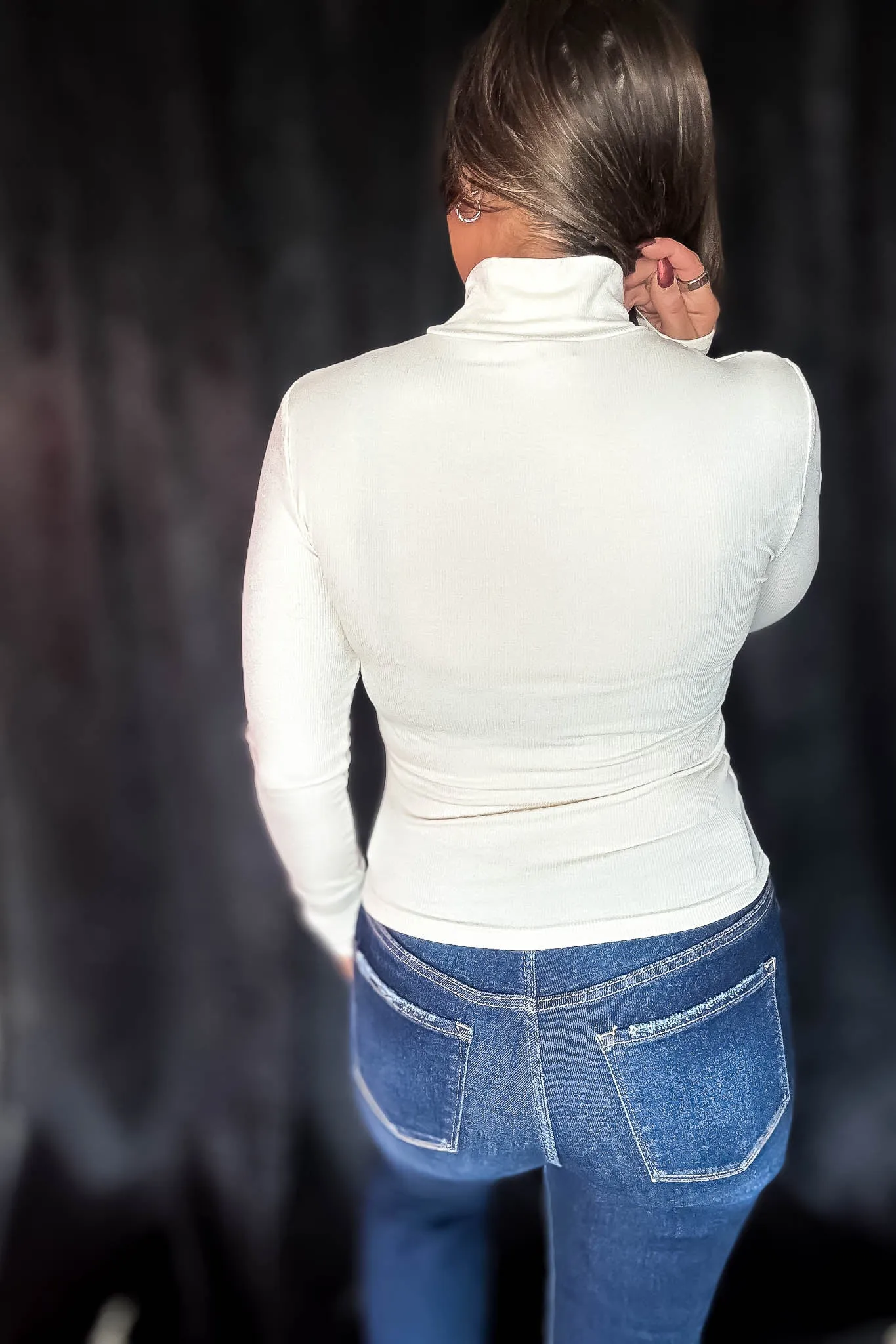 Micro Natural Ribbed Long Sleeve Turtleneck