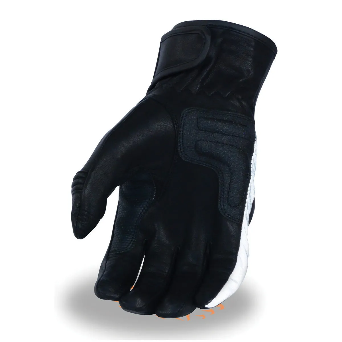 Milwaukee Leather MG7540 Men's Black Leather Protective Knuckle Racer Motorcycle Gloves W/ Elasticized Reflective Fingers