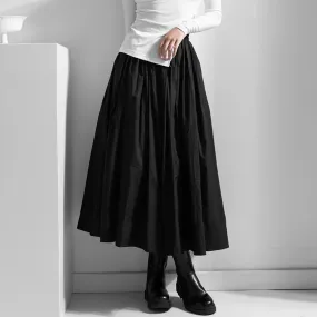 Minimalist Casual Skirts For Women High Waist Mid Calf Patchwork Mesh Ball Gown Skirt Female Fashion Clothing