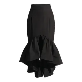 Minimalist Elegant Skirts For Women High Waist Split Folds A Line Mid Skirt Female Fashion Style Summer Clothing